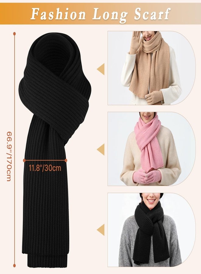 Premillow Winter Beanie Hat Scarf Gloves Set for Women, Slouchy Fleece Lined Womens Winter Hats Skull Cap, Knit Long Scarf Neck Warmer Touchscreen Gloves for Women Men, Warm 3 in 1 Set - Image 5
